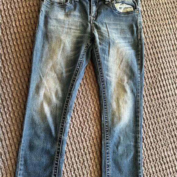 Miss Me Light Blue Skinny Jeans with Beaded Wing Embroidery - Picture 3 of 4